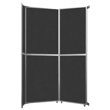 Versare Operable Wall Folding Room Divider 7'11" x 12'3" Black Fabric 1070202-2